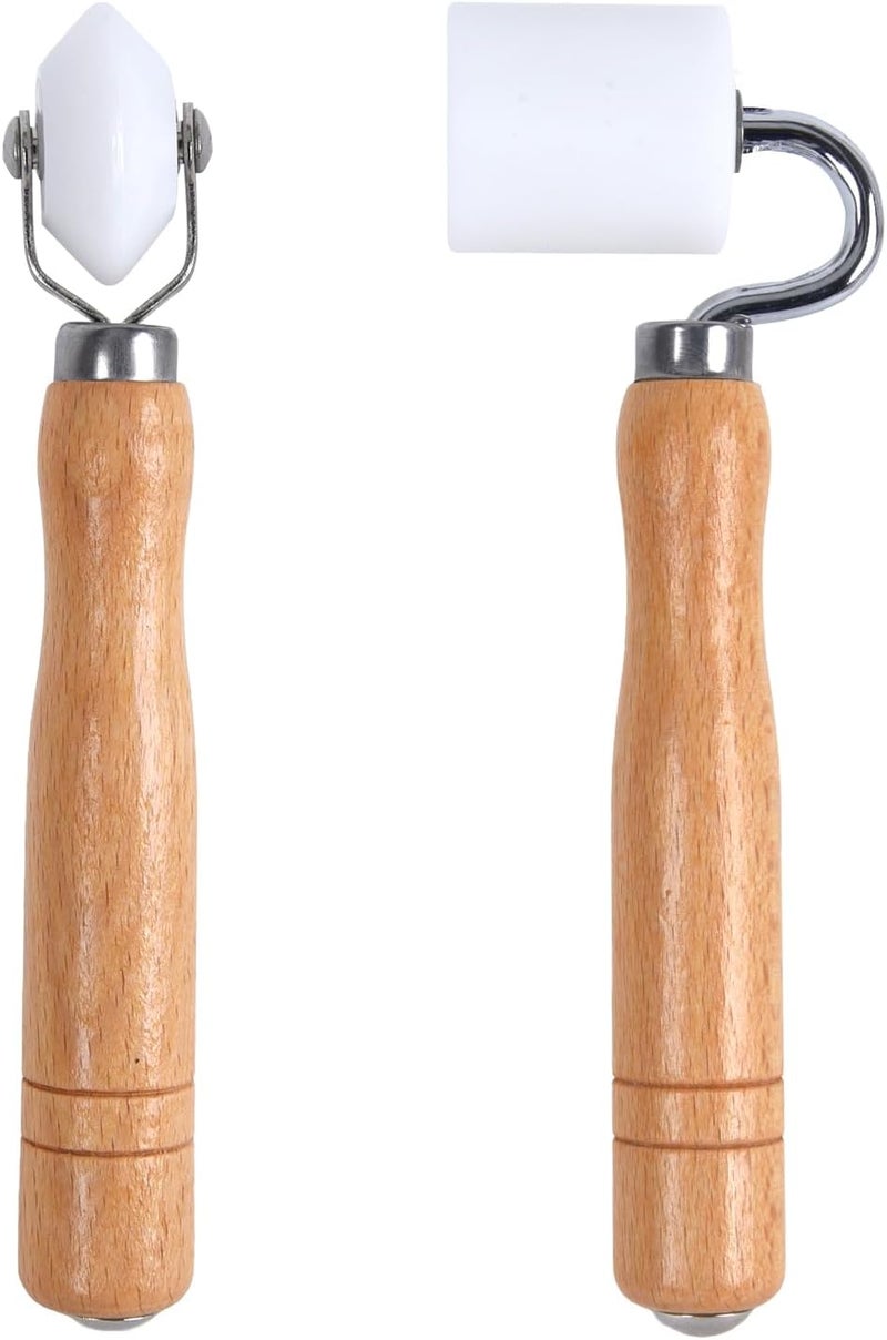 FCHO Wallpaper Smoothing Roller, Rubber seam roller, wheel roller Corner Seam Roller for wallpaper, wood hand wallpaper roller pack of 2 - Image 1